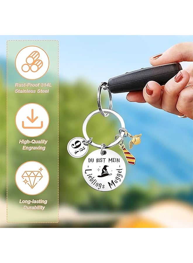 Harry Wizardry Keychain, You Are My Favorite Muggle Keychain with Golden Ball, Small Tie, Number Pendant, Gifts Key Chain for Lovers Theme - Image 3